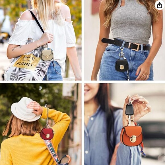 Bag Keychain Bag Charm Change Pouch Coin Purse Push Lock Clasp Orange Feminine - Picture 8 of 9